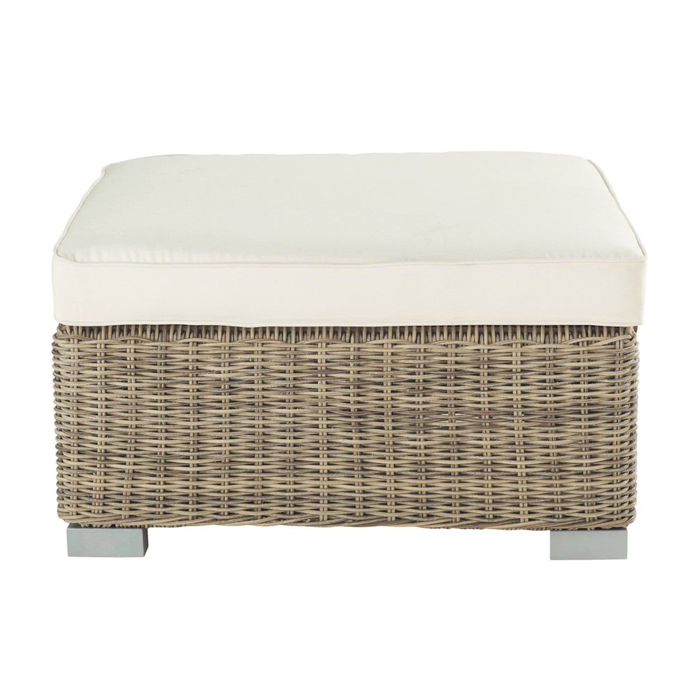 Pouf de jardin en résine tressée SaintRaphaël Maisons du Monde