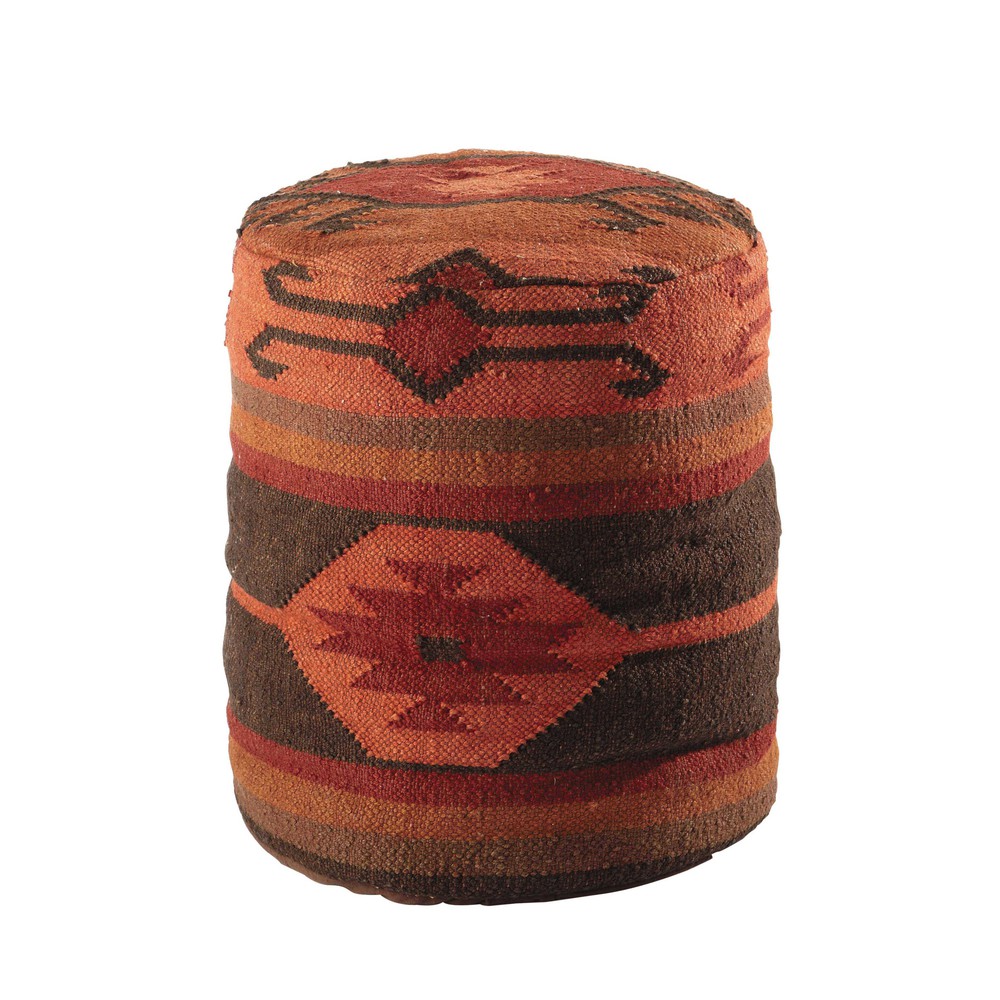 Pouf ethnique en laine et jute ocre OUZOU Maisons du Monde