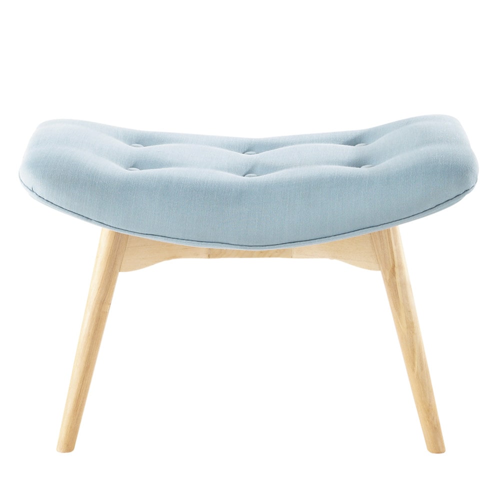 Pouf reposepieds scandinave en tissu bleu Iceberg Maisons du Monde