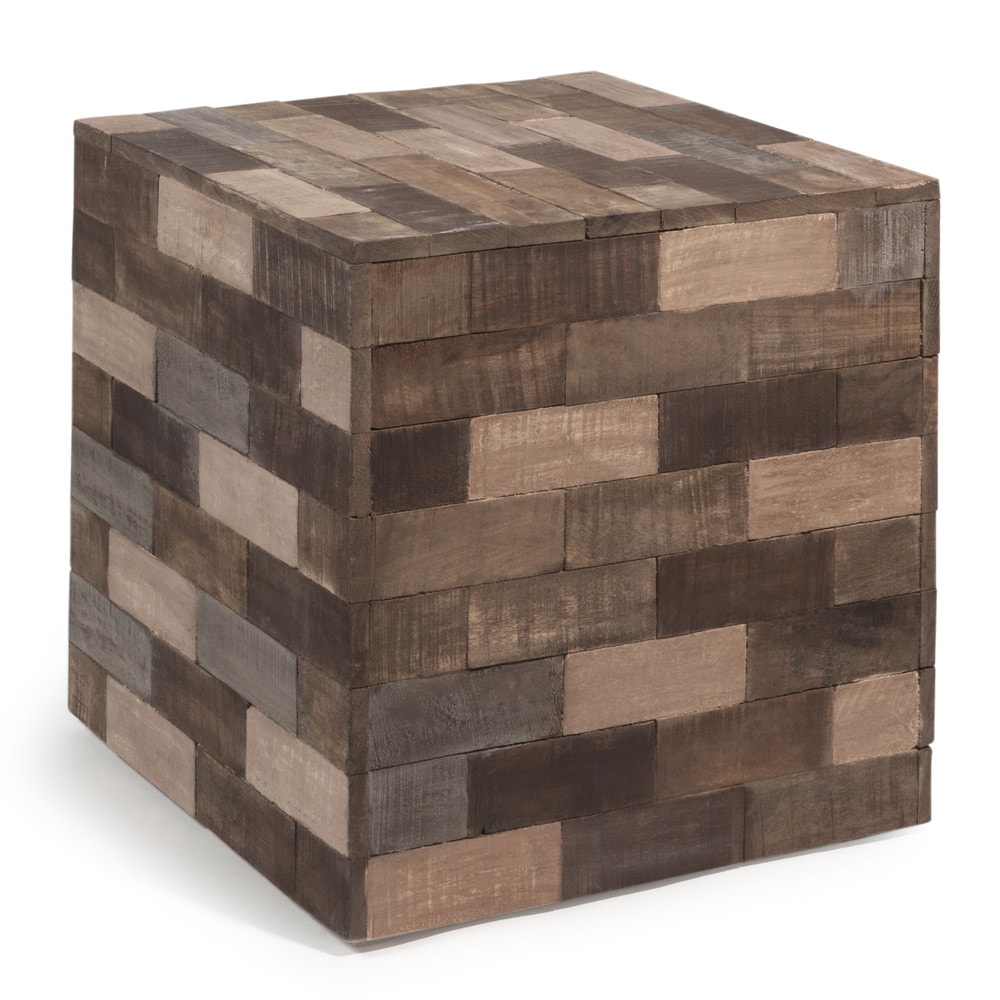 PRAJA wooden cube side table, multicoloured W 41cm Maisons du Monde