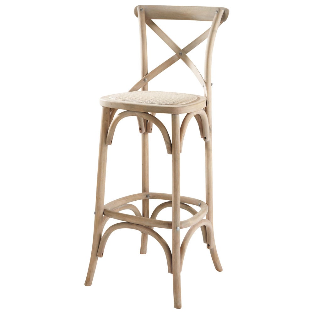 Rattan and wooden bar chair Tradition Maisons du Monde