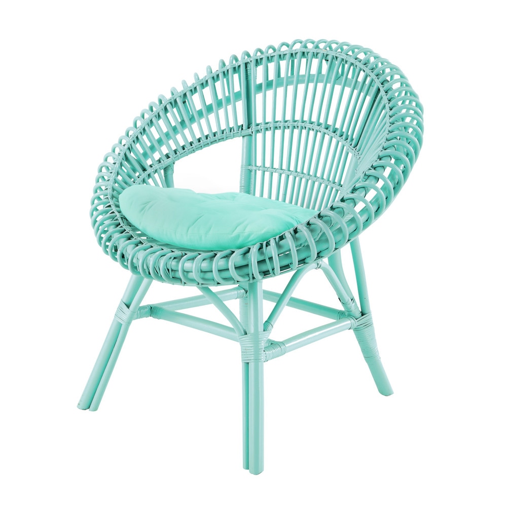 Rattan armchair in sea green Smoothie Maisons du Monde