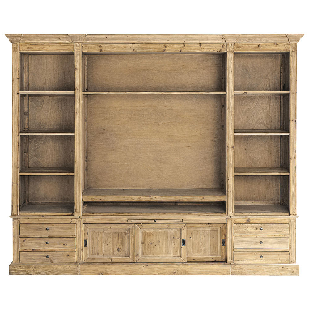 Recycled solid wood TV unit bookcase W 264cm Passy Maisons du Monde