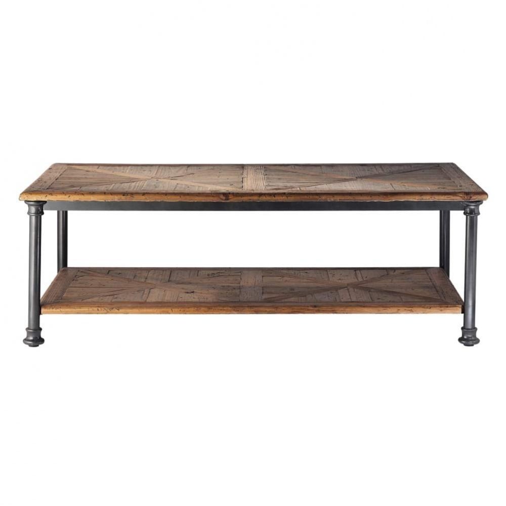 Recycled wood and metal coffee table W 135cm Fontainebleau Maisons du
