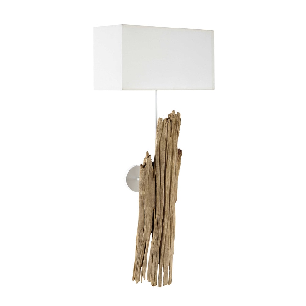 REFUGE wood and cotton wall light in white H 93cm Maisons du Monde