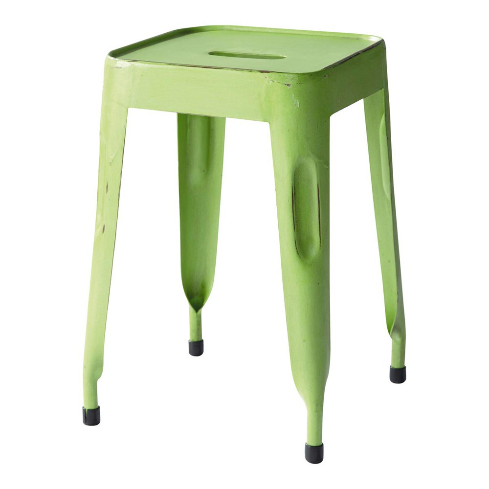 Pouf Sgabello Contenitore Stile Industriale 31x40 Cm Verde | Seduta Morbida Per Camera E Soggiorno - Foto 7