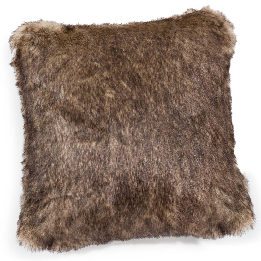 SHEFFORD faux fur cushion in brown 45 x 45cm Maisons du Monde
