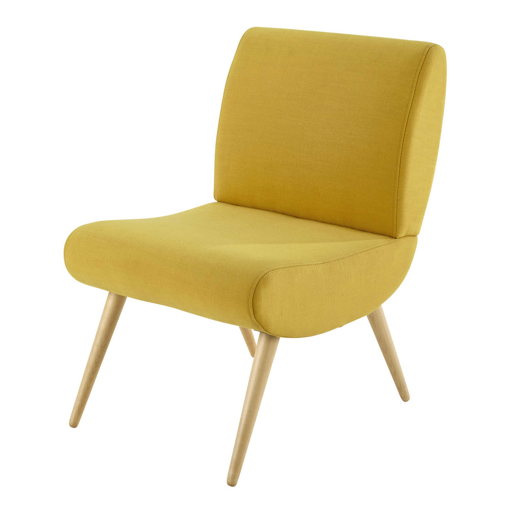 Sillón vintage de tela amarillo Cosmos Maisons du Monde