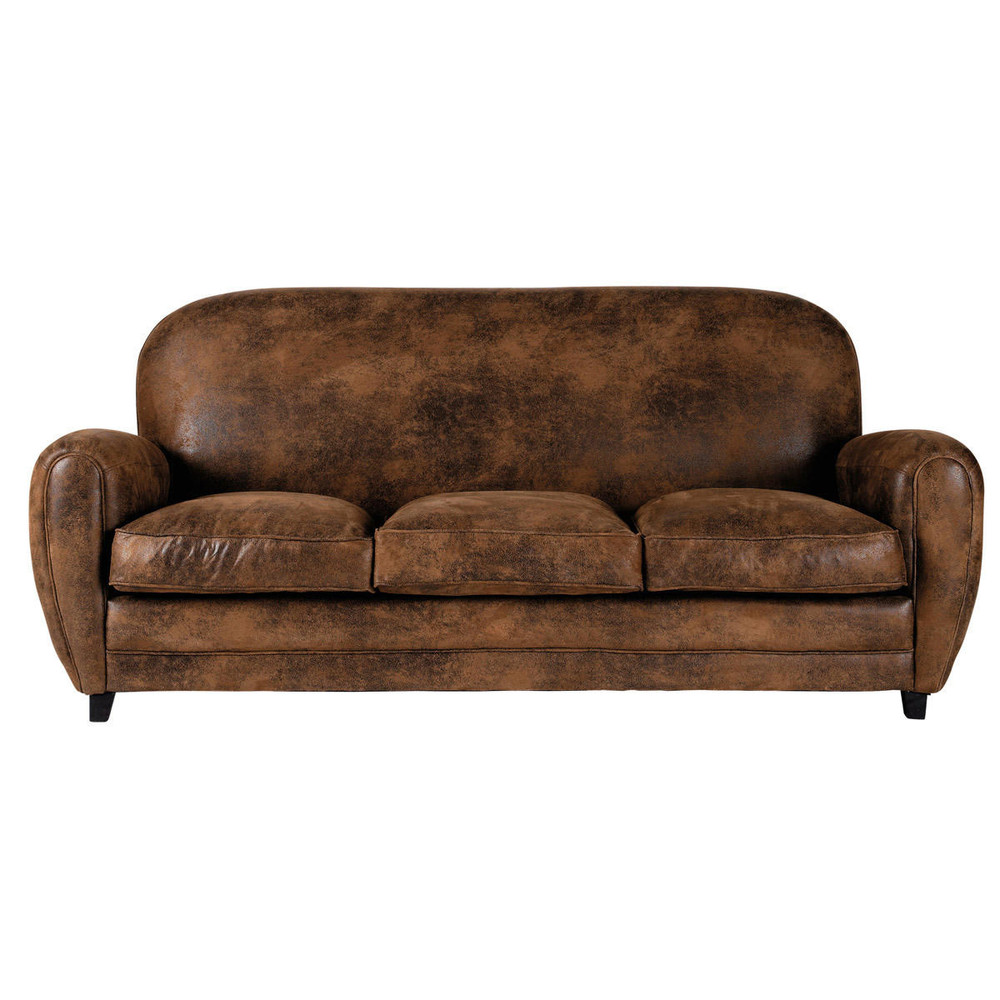 Sofá de 3 plazas de antelina marrón Arizona Maisons du Monde