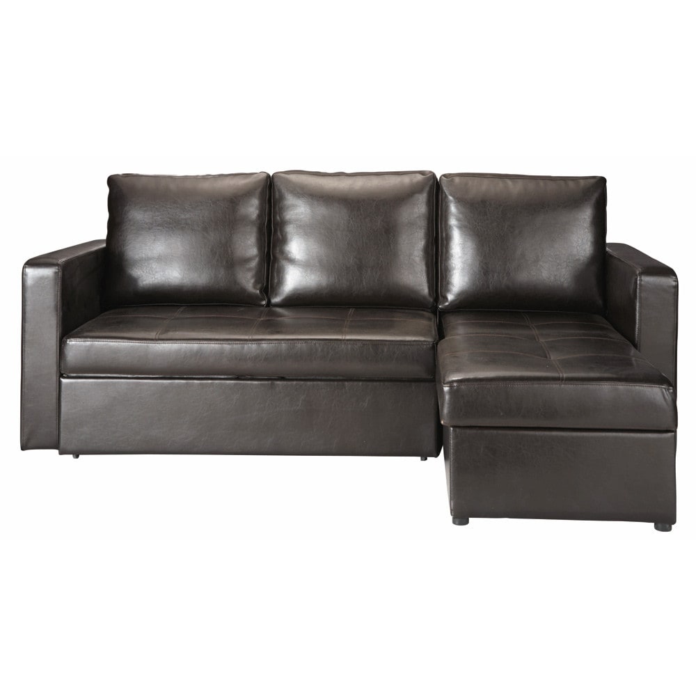 Sofá esquinero convertible de 3 plazas marrón Toronto Maisons du Monde