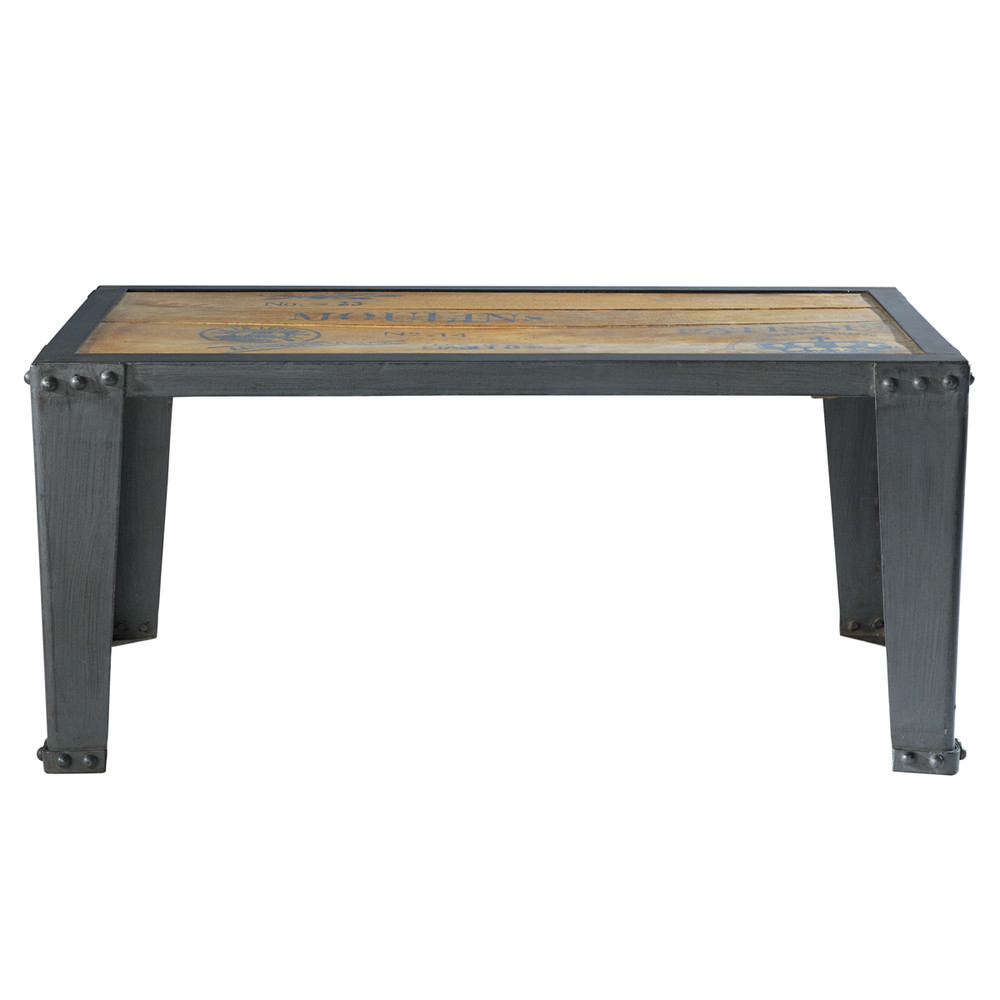 Solid mango wood and metal coffee table W 105cm Manufacture Maisons