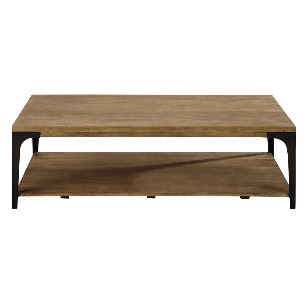 Solid mango wood and metal coffee table W 130cm Metropolis Maisons du