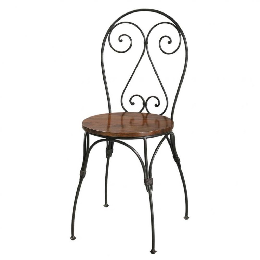 Solid sheesham wood and wrought iron heartback chair Lubéron Maisons