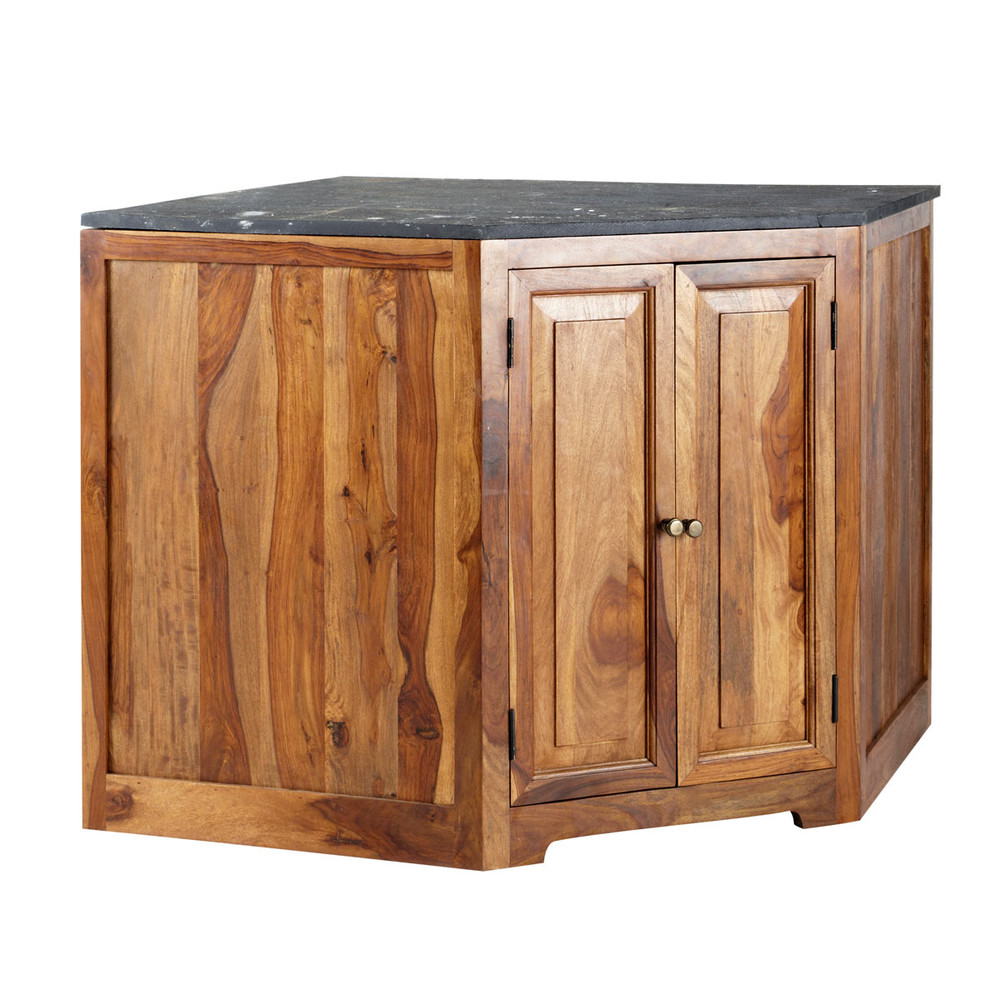 Solid sheesham wood kitchen corner base unit W 146cm Lubéron Maisons