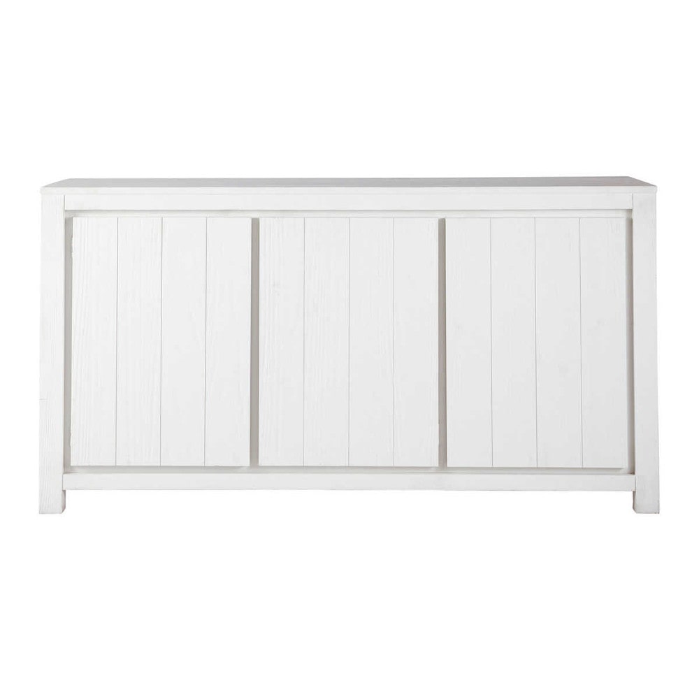 Solid wood sideboard in white W 160cm White Maisons du Monde