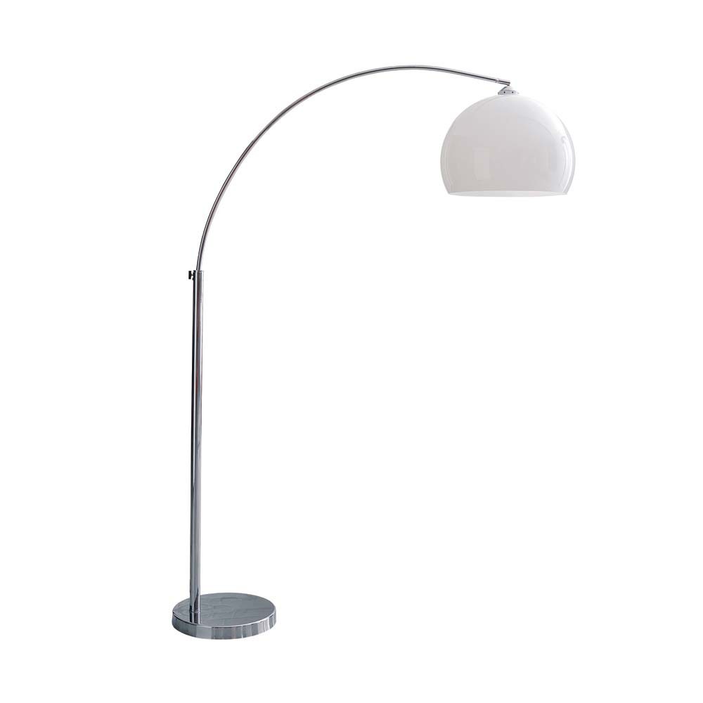 SPHÈRE chrome finish metal and plastic floor lamp in white H 209cm