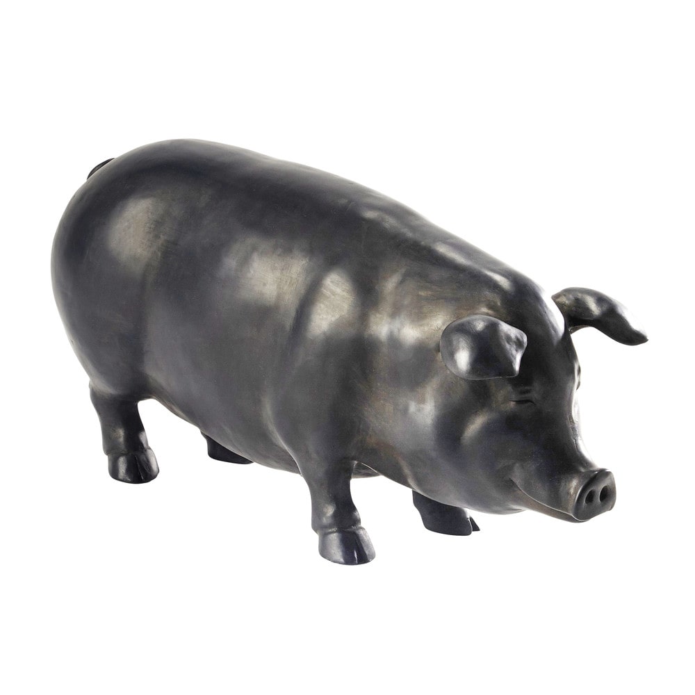 Statue cochon en résine noire L 56 cm PEPPA Maisons du Monde