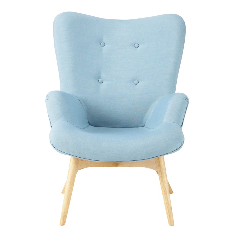 Stoffsessel Im Vintage Stil Blau Iceberg Maisons Du Monde