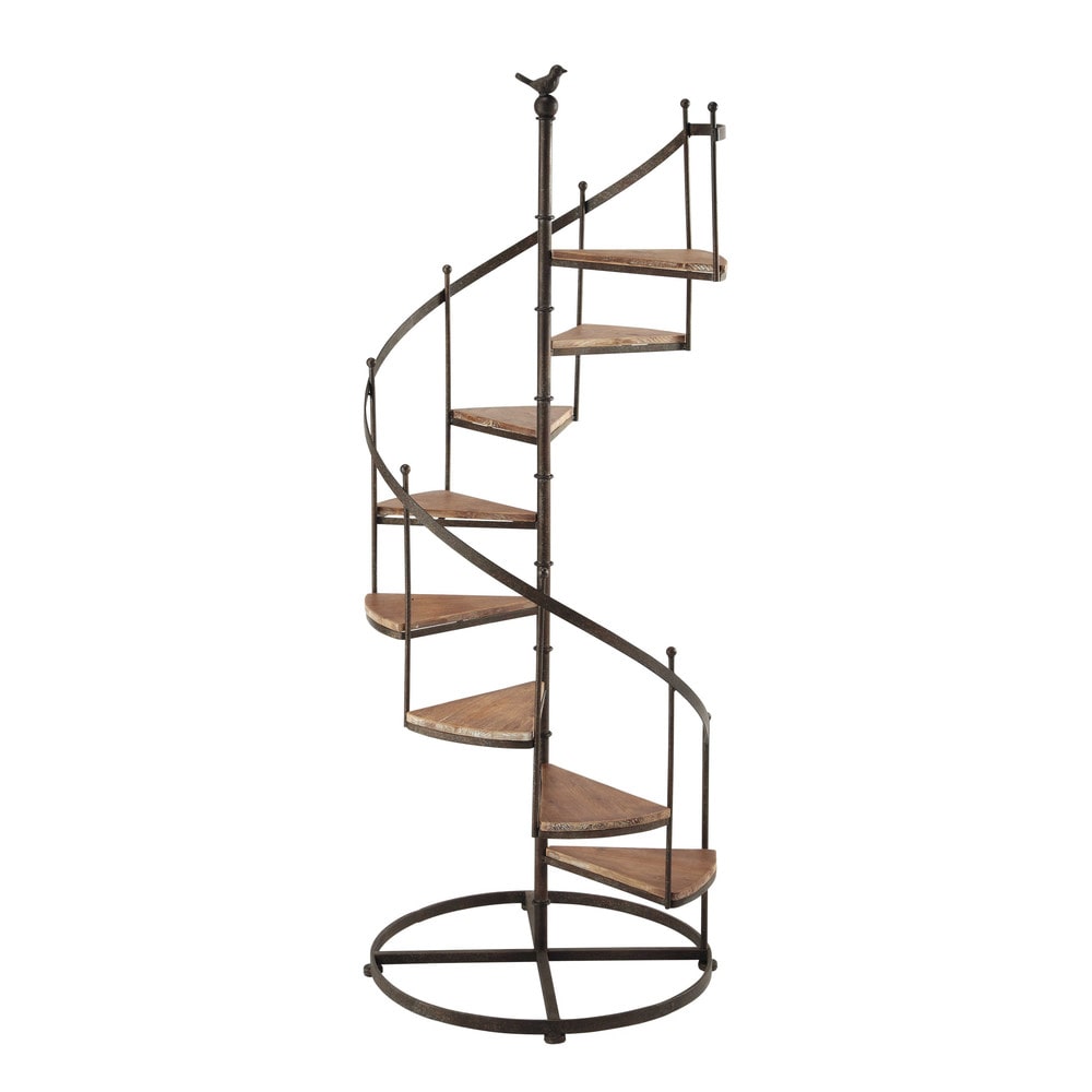 Stufenregal CASTELLANE aus Metall und Holz mit Rosteffekt, B 53 cm Etagere Aus Holz Und Metall ~ Stufenregal CASTELLANE aus Metall und Holz mit Rosteffekt, B 53 cm