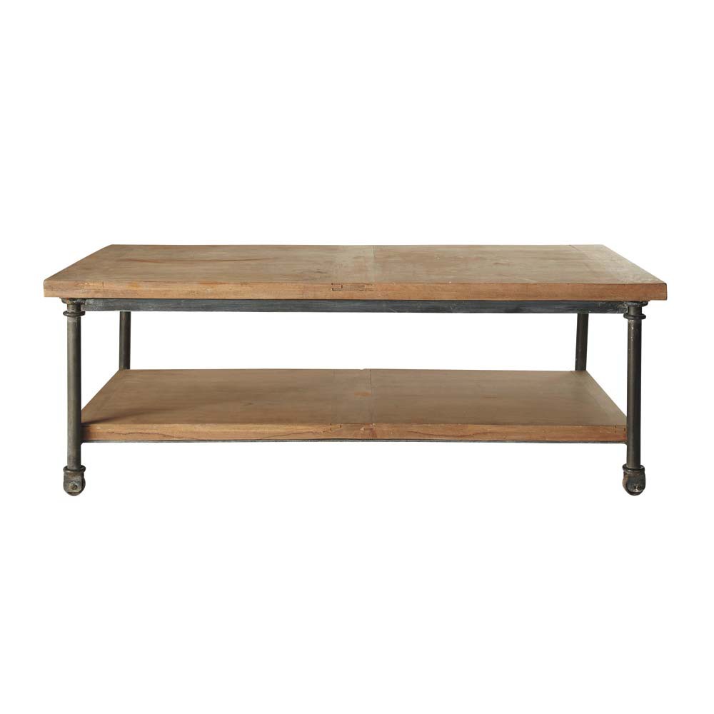 Table basse à roulettes en manguier et métal L 135 cm Archibald Maisons du -> Mode De Table De Basse Table basse à roulettes en manguier et métal L 135 cm Archibald Maisons du -> Mode De Table De Basse