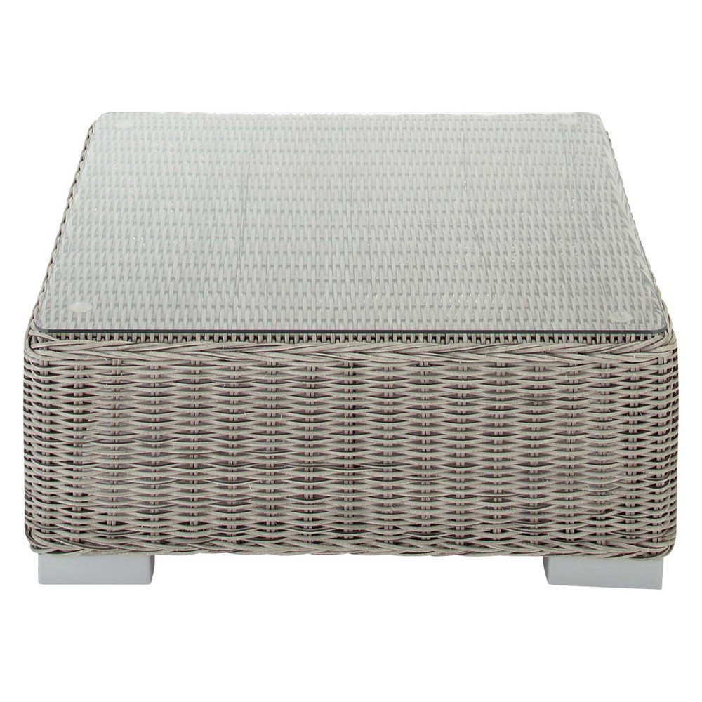 Table Basse De Jardin En Verre Tremp? Et R?sine Tress?e Grise L 77 Fabriquer Une Table Basse Gigogne ~ Table Basse De Jardin En Verre Tremp? Et R?sine Tress?e Grise L 77