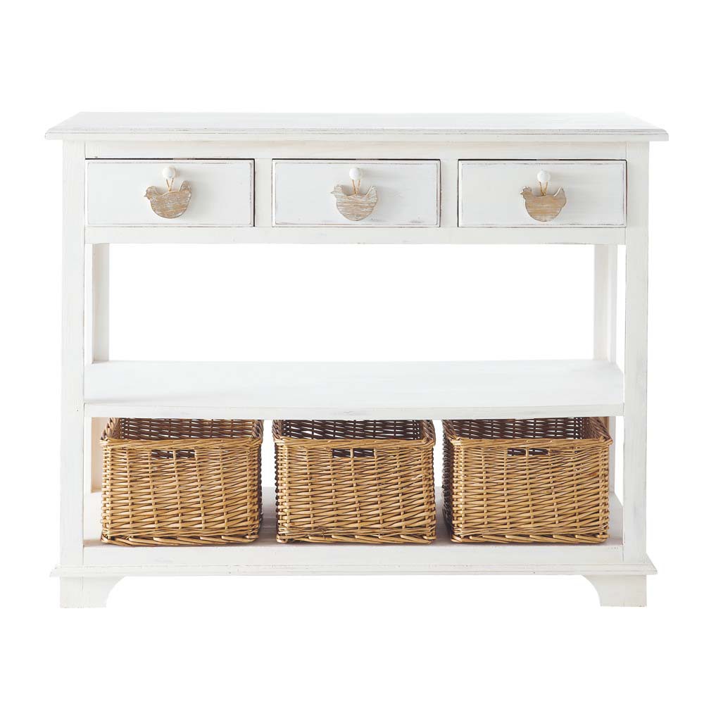 Table console en bois blanche L 108 cm Basse-cour | Maisons du Monde