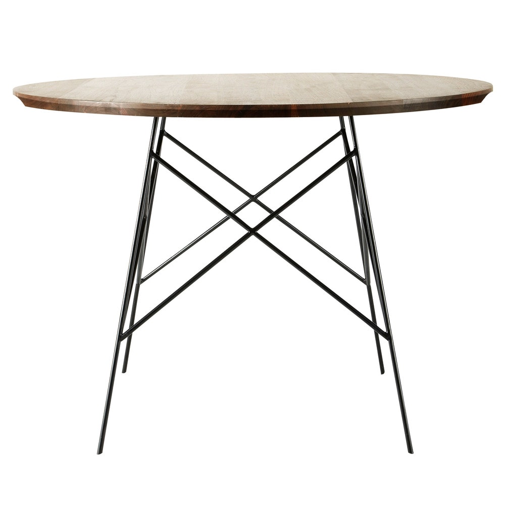 Table de salle à manger en noyer massif et métal L 120 cm Berkley