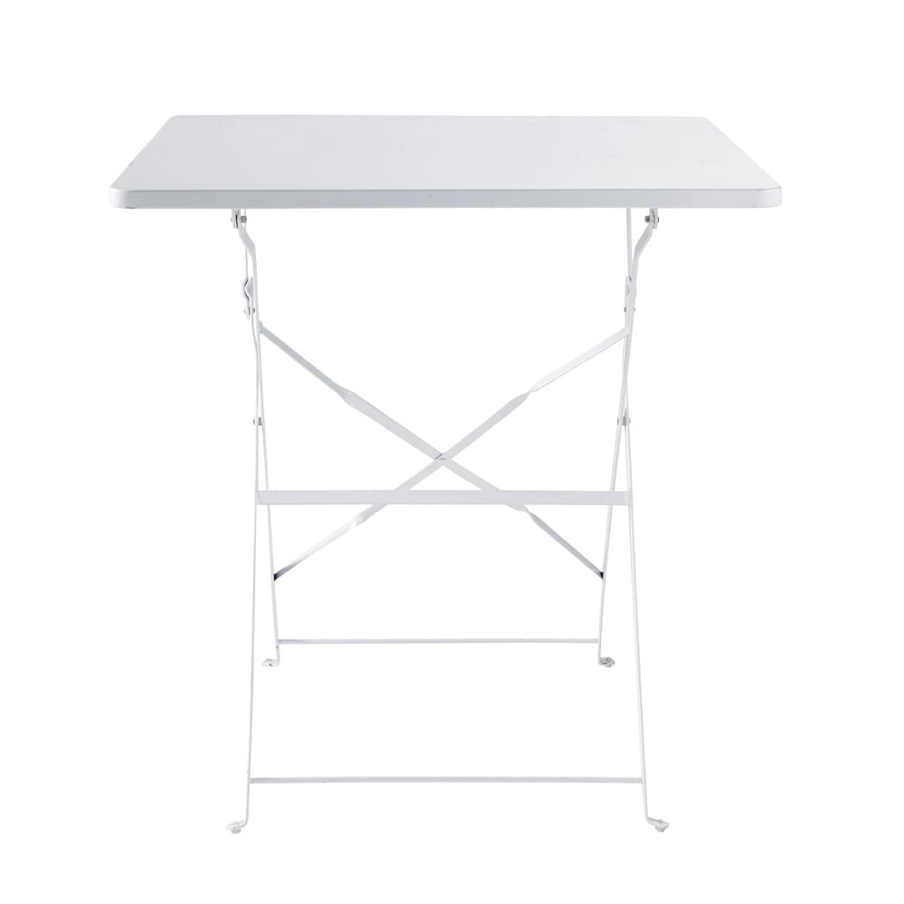 Table pliante de jardin en métal blanche L 70 cm Guinguette Maisons