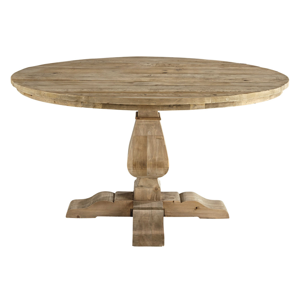 Table ronde de salle à manger en bois recyclé D 140 cm Lourmarin
