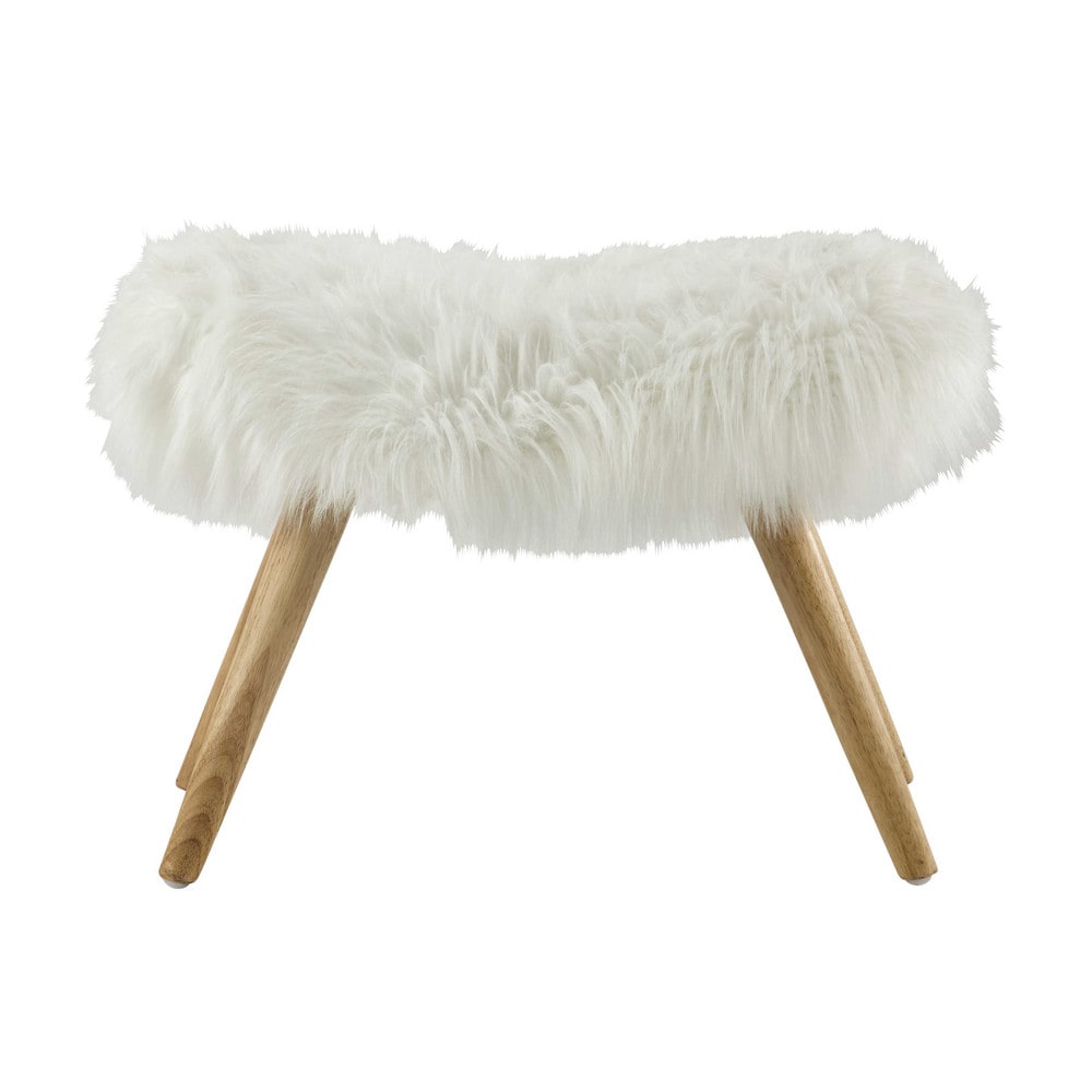 Tabouret Fausse Fourrure tabouret en fausse fourrure blanche et bois vilma Tabouret Fausse Fourrure tabouret en fausse fourrure blanche et bois vilma