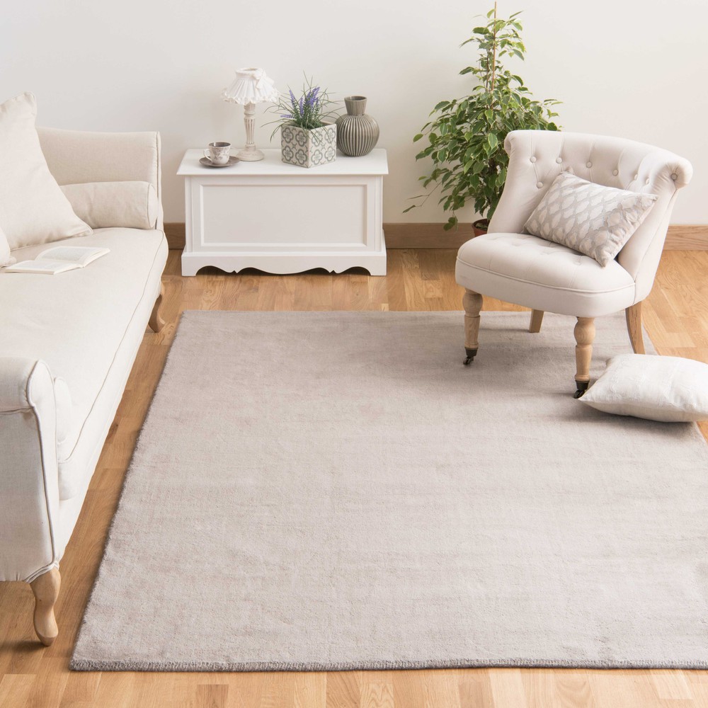 Tapis à poils courts en laine taupe clair 160 x 230 cm SOFT Maisons