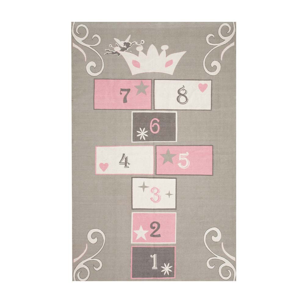 Tappeto grigio/rosa in cotone per bambini con gioco di campana 120 ... Applique bambini