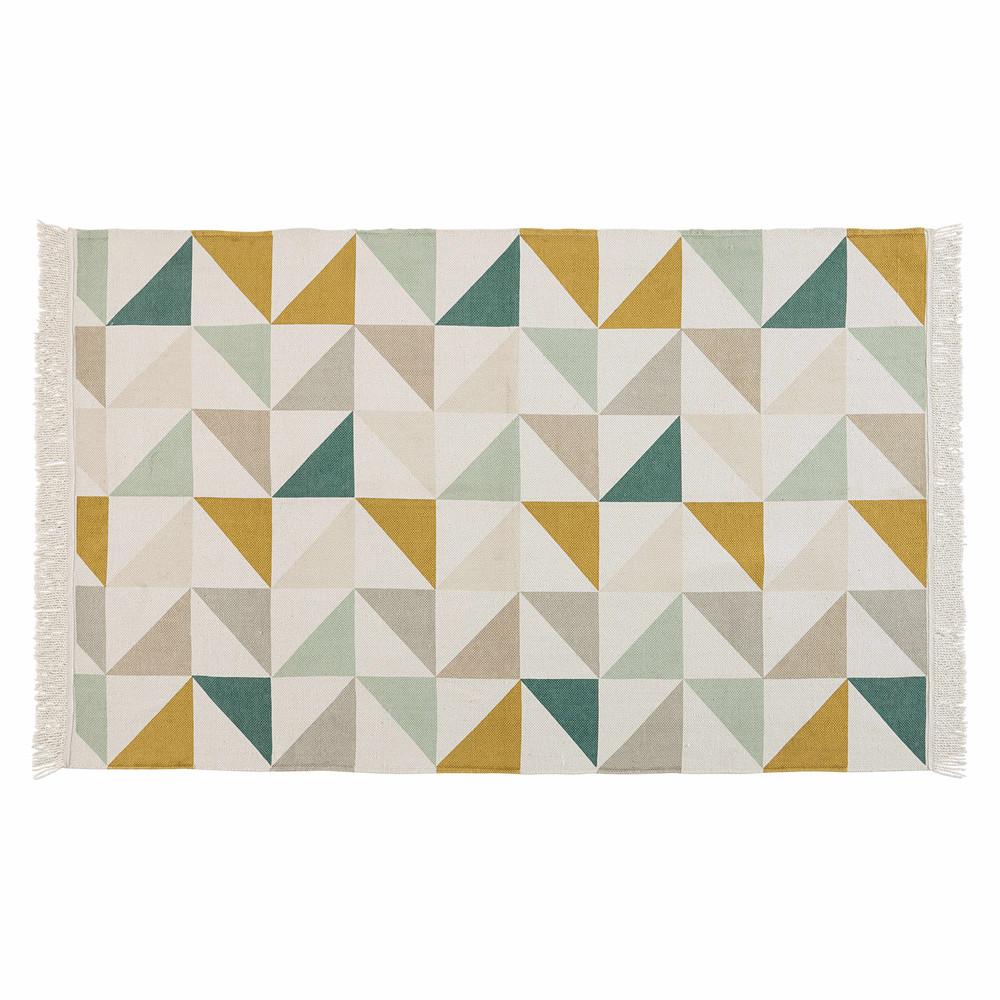 Teppich mit Dreieckmuster aus Baumwolle 120 x 180 cm Teppich mit Dreieckmuster aus Baumwolle 120 x 180 cm