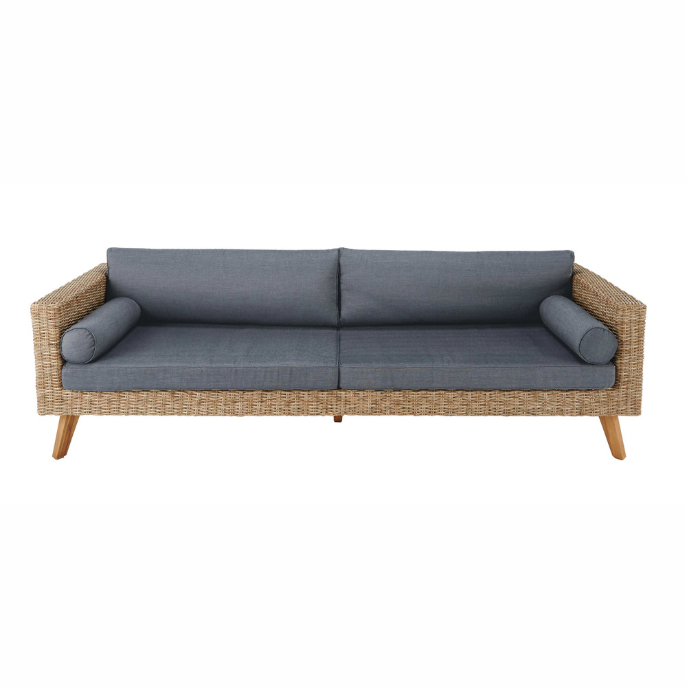 Tuinbank 3,5 zits, kunststof vlechtwerk, antraciet bekleding Feroe Maisons du Monde Tuinbank 3,5 zits, kunststof vlechtwerk, antraciet bekleding Feroe Maisons du Monde