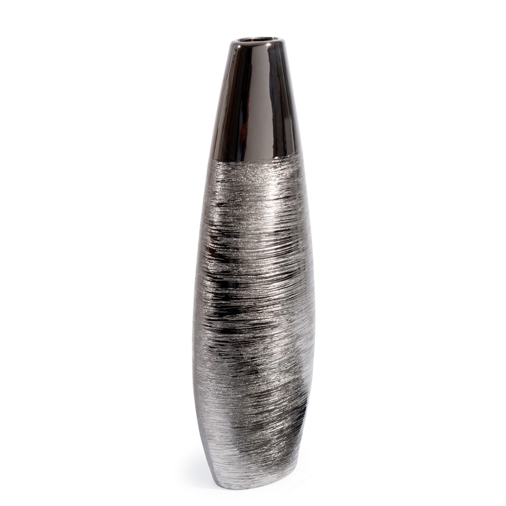 Vase en céramique argenté H 59 cm SILVER Maisons du Monde