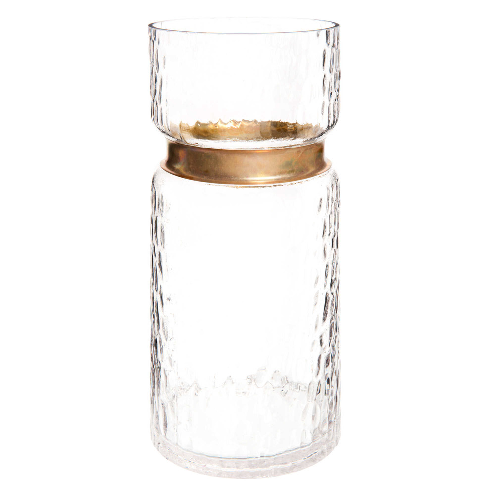 Vase haut en verre et laiton H 28 cm Maisons du Monde