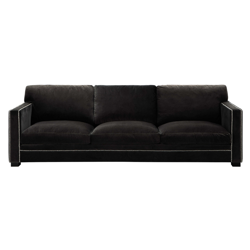 Velvet 4/5 seater sofa, charcoal grey Dandy Maisons du Monde