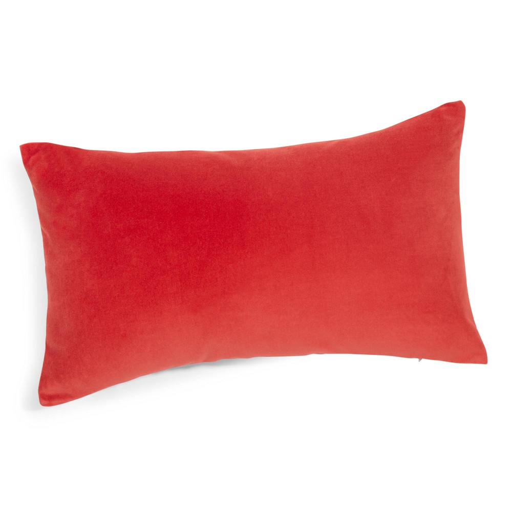 Velvet cushion in paprika red 30 x 50cm Maisons du Monde