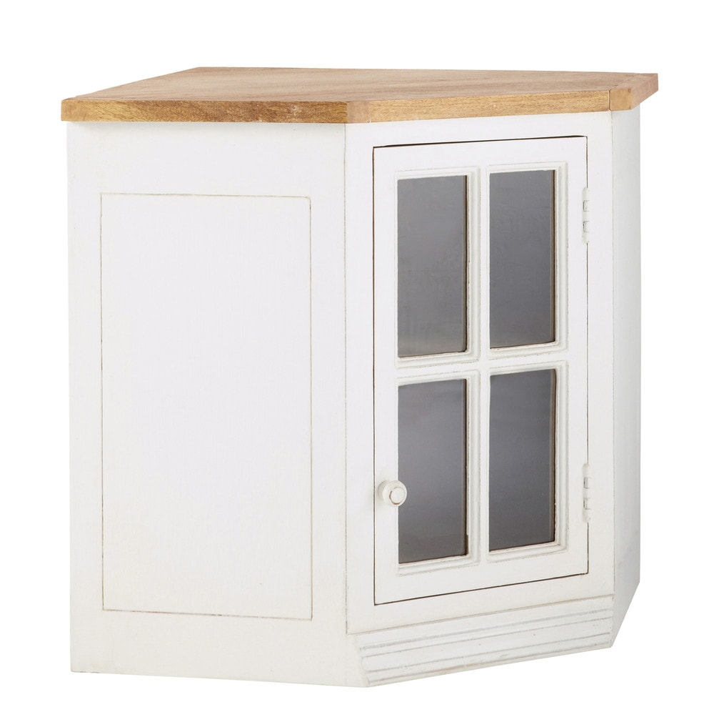 Verglaster eckoberschrank für die küche aus mangoholz, b 92 cm ...