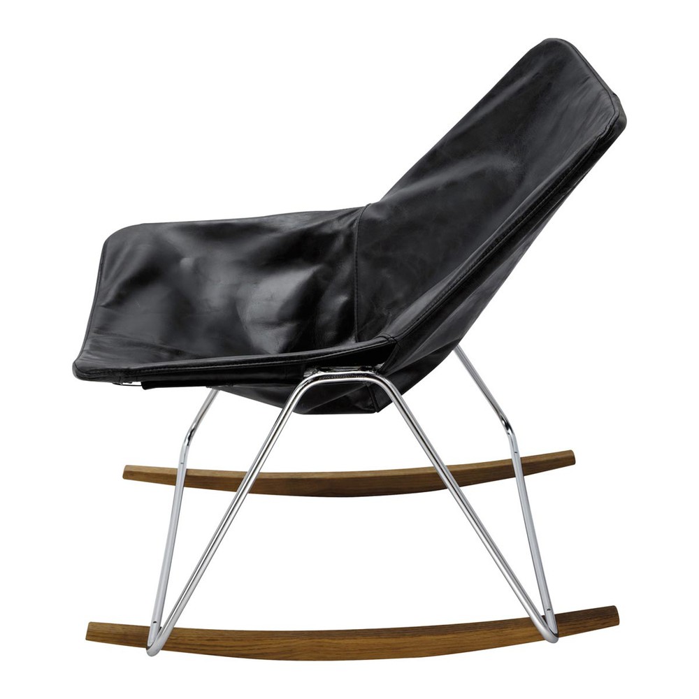 Vintage-Sessel Schaukelstuhl Leder schwarz Guariche - G1 G1 | Maisons