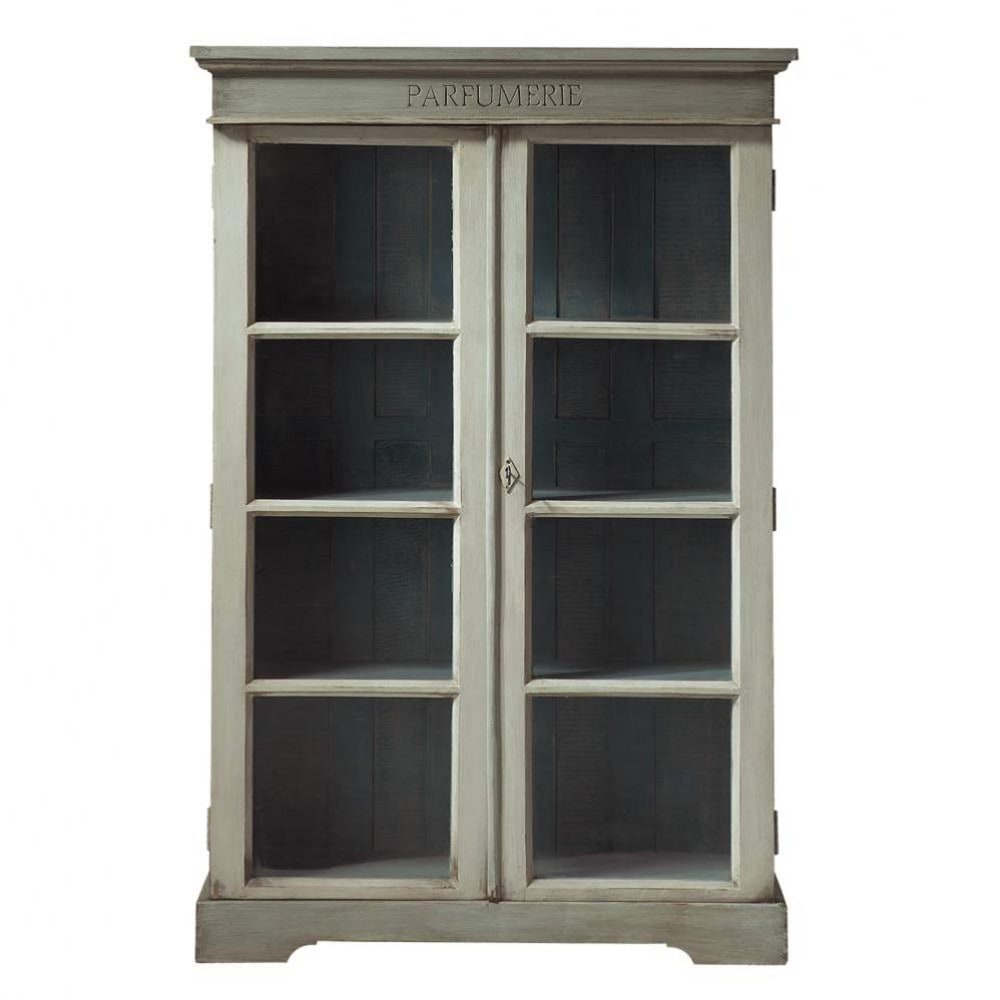 Vitrine aus mangoholz, b 90 cm, perlgrau saint rémy saint rémy ... Dekoration für vitrine