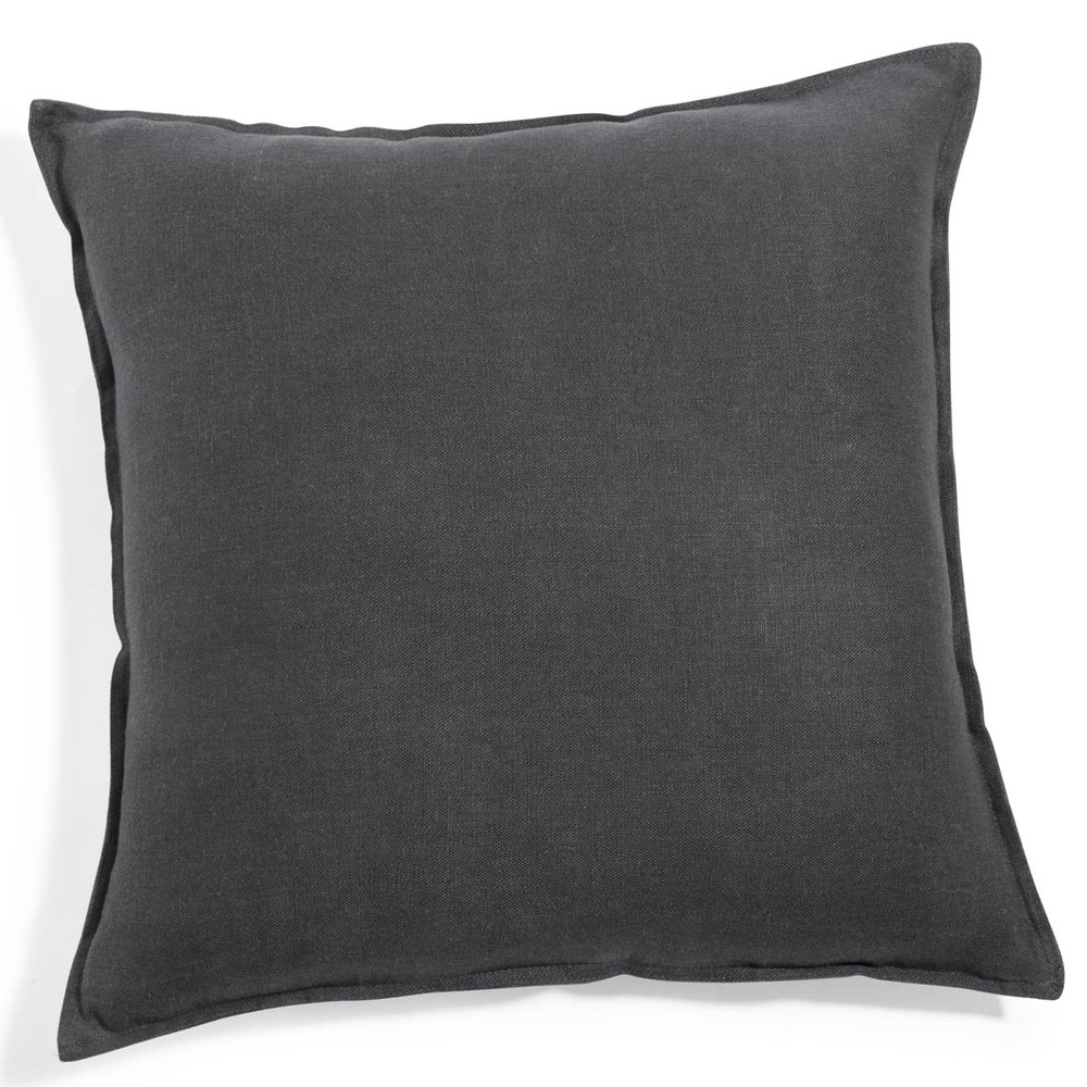Washed linen cushion in charcoal grey 60x60 Maisons du Monde