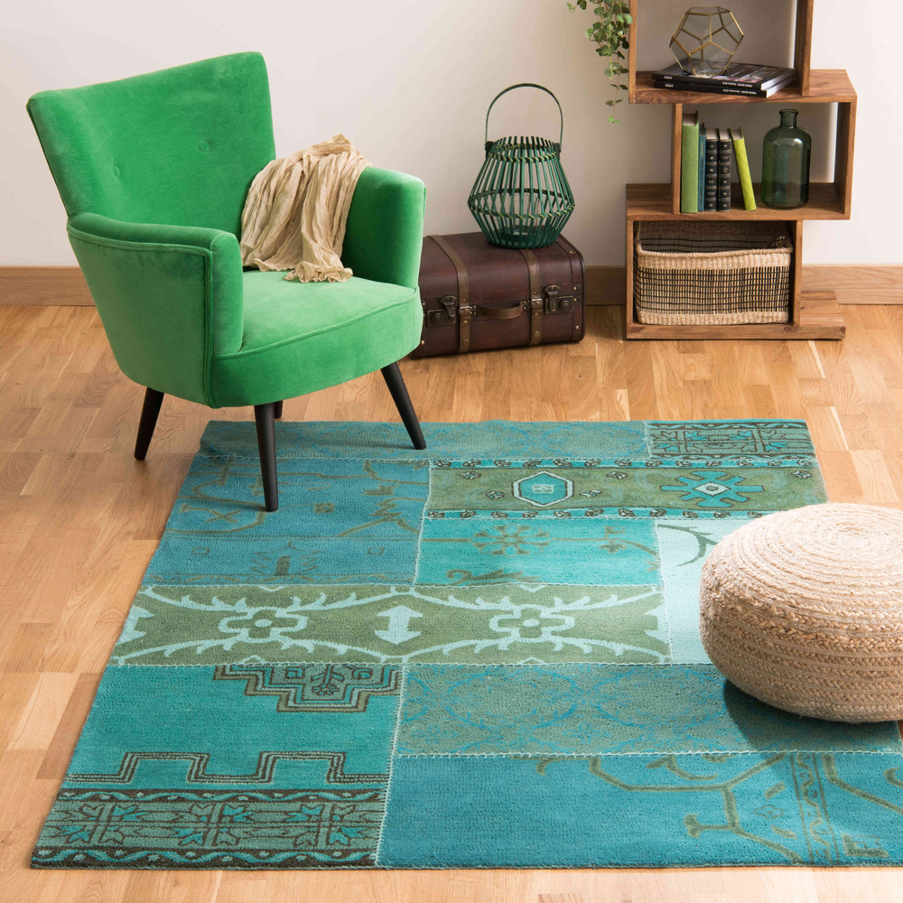 Wollteppich IZMIR, 140 x 200 cm, blau Maisons du Monde Wollteppich IZMIR, 140 x 200 cm, blau Maisons du Monde