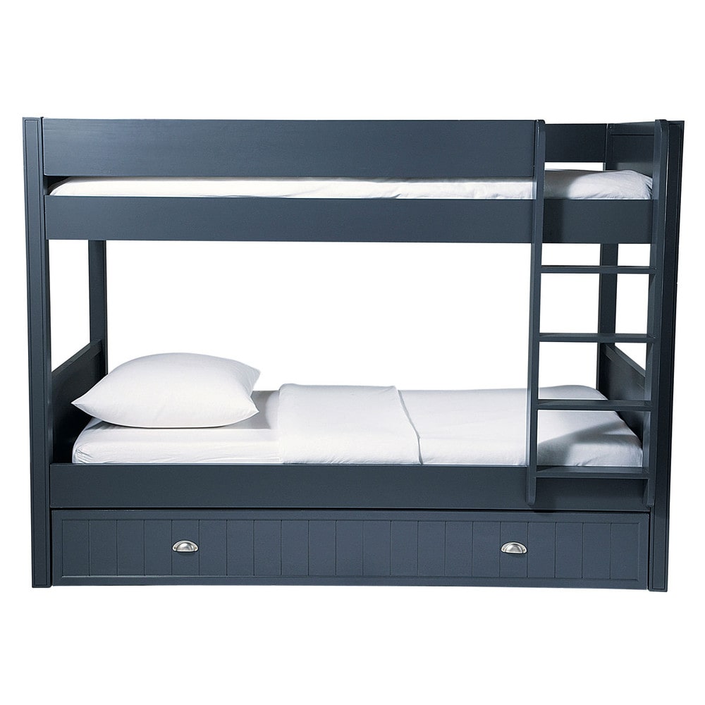 Wooden 90 x 190cm bunk beds in grey Newport Maisons du Monde