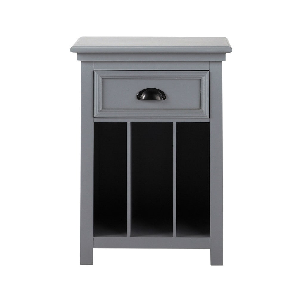 Wooden bedside table with drawer in grey W 45cm Newport Maisons du Monde