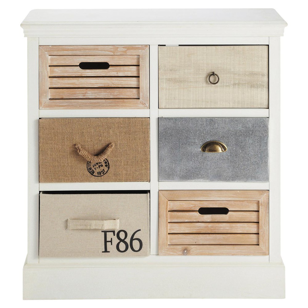 Wooden chest of drawers in white W 80cm Ouessant Maisons du Monde