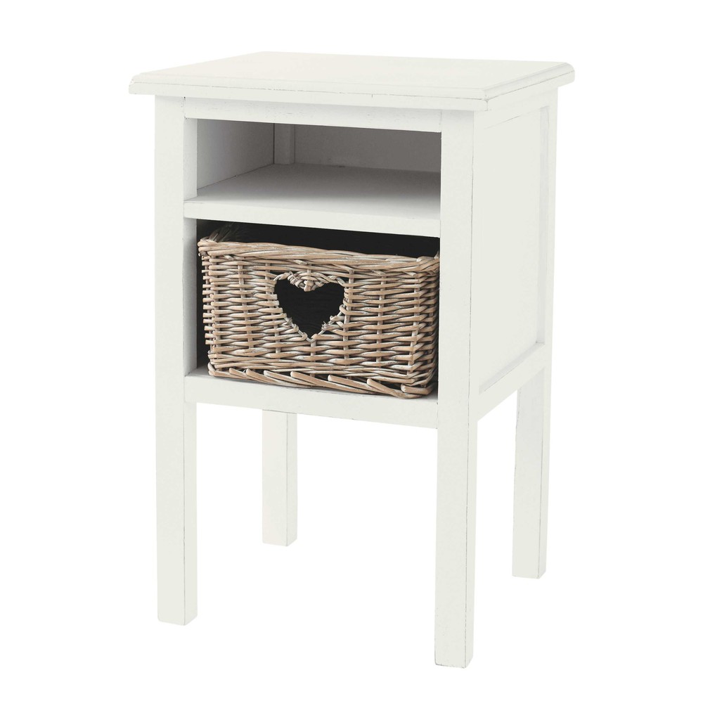 Wooden heart bedside table in white W 35cm Gabrielle Maisons du Monde