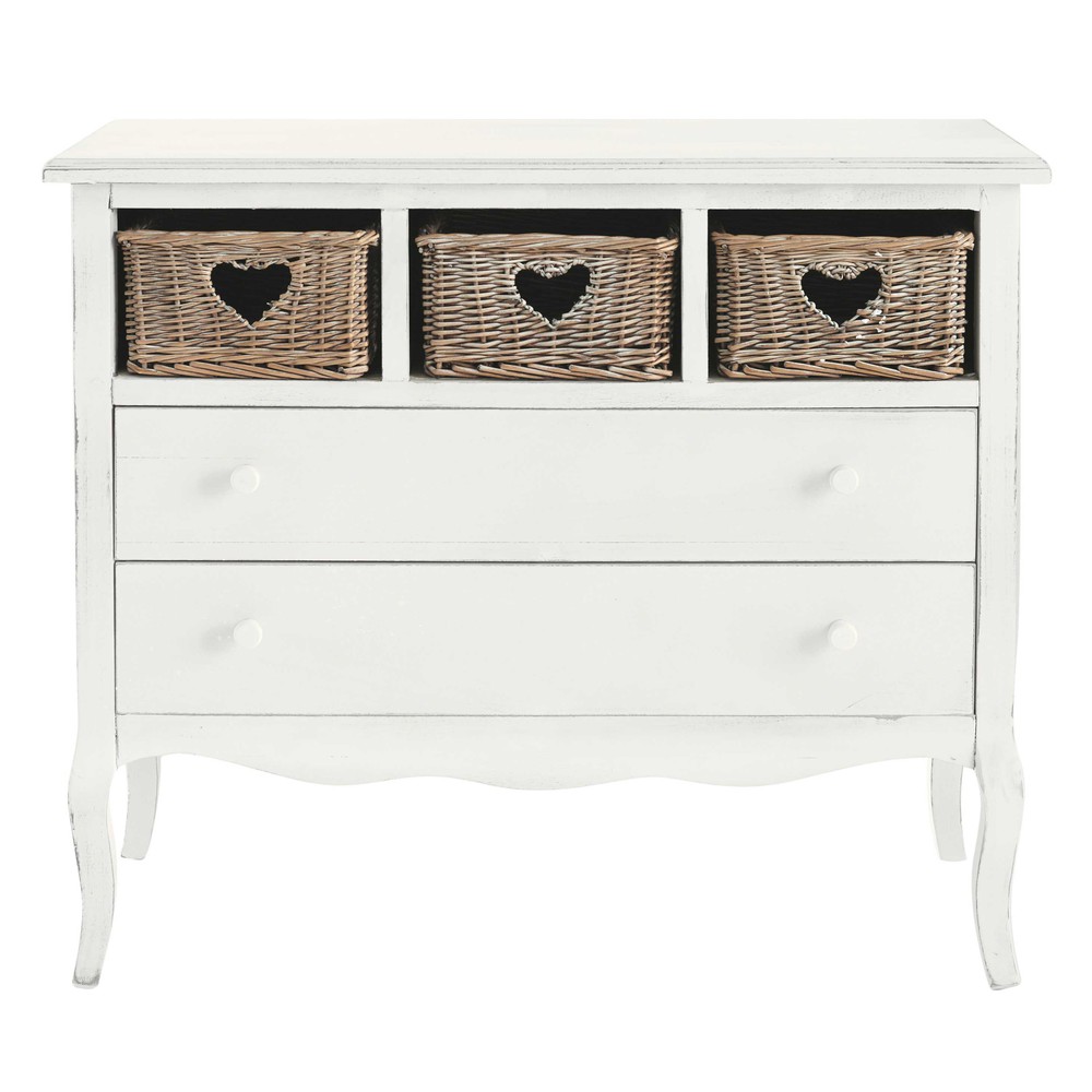 Wooden heart chest of drawers in white W 90cm Gabrielle Maisons du Monde