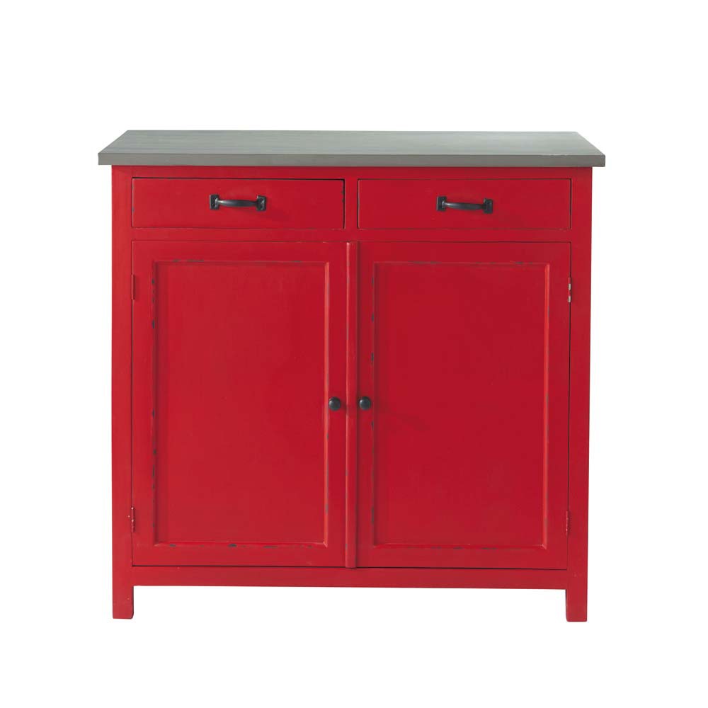 Wooden sideboard in red W 90cm Cerise Maisons du Monde