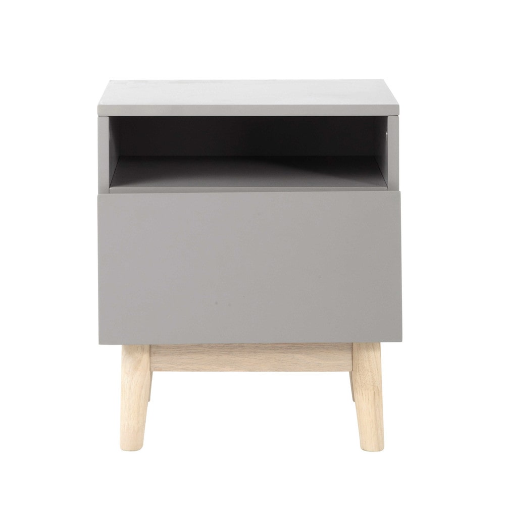 Wooden vintage bedside table in grey W 40cm Artic Maisons du Monde